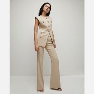 Veronica Beard Women's Komi Linen Pant in Sandalwood Melange